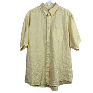 Vintage Brooks Brothers USA Men's Short Sleeve Button Up Shirt Yellow Size XL